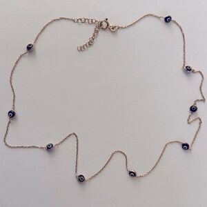 🧿925 Silver necklace evileye double sided glass chain 14k rose gold plated